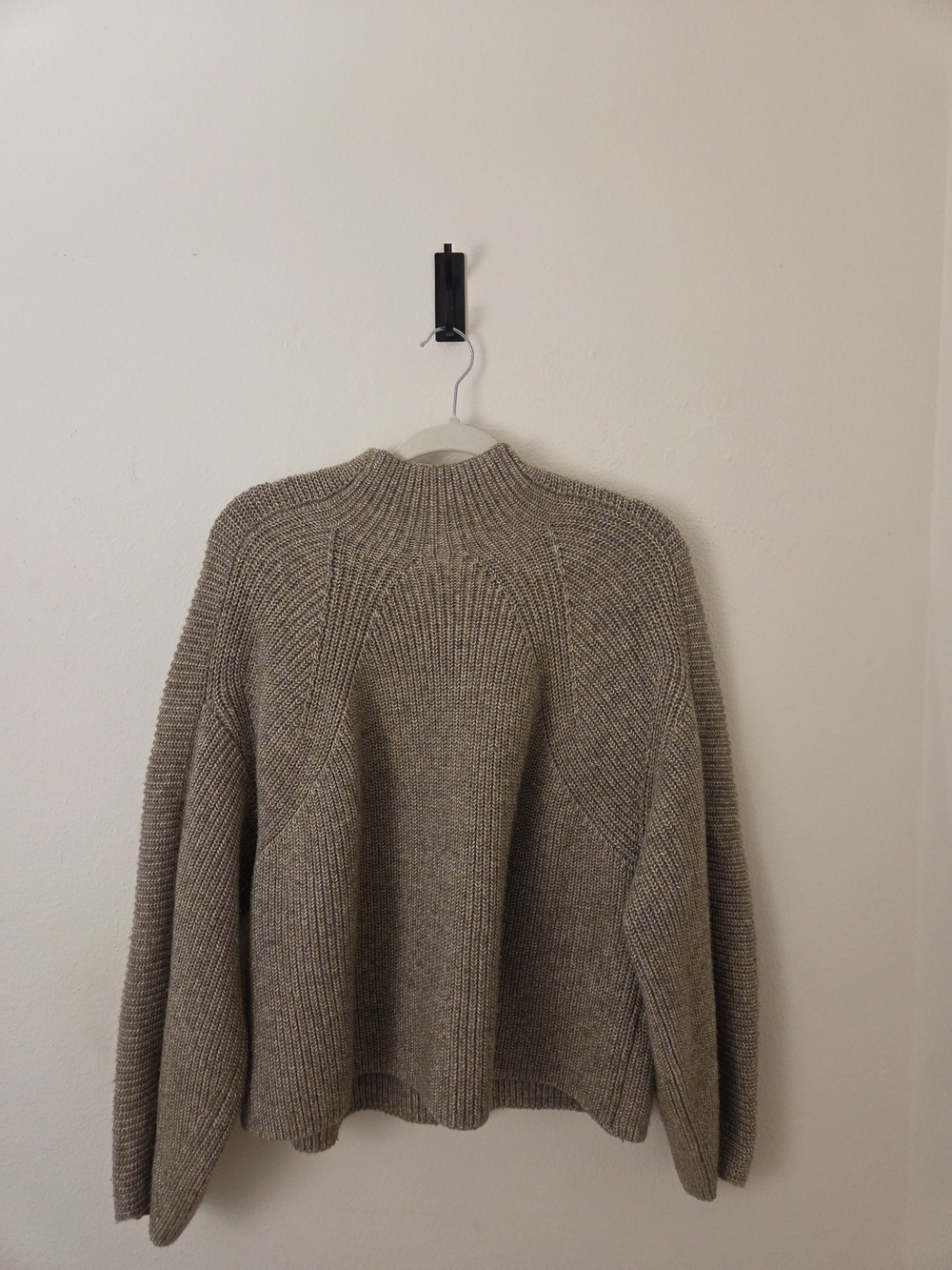 H&M Taupe Mock Neck Ribbed Sweater